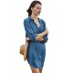 Blue Silky Utility Shirtdress