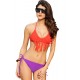 Contrast Color Tassel Bikini Set