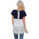 Blue Color Block Striped Long Top