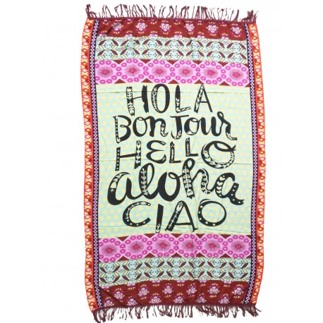 Hola Bonjour Hello Aloha Ciao Stylish Beach Towel