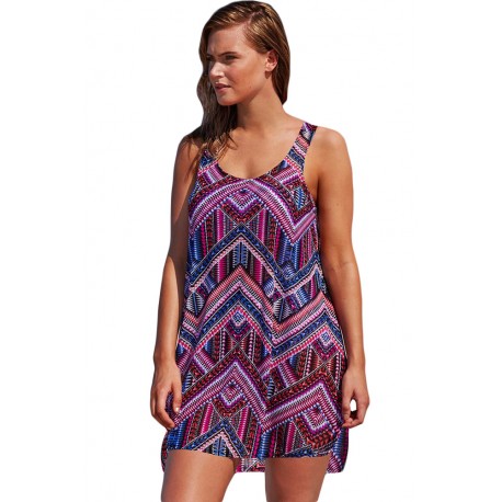 Purplish Boho Style Sheer Chiffon Beach Dress